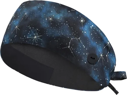 Miniatura 29 de QBA Gorra de trabajo ajustable con botón, gorro de trabajo de algodón, banda elástica para atar en la espalda, para mujeres y hombres, talla única