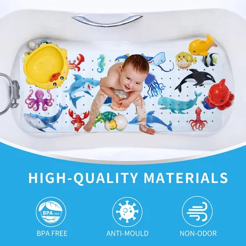 Miniatura 2 de Tapete de Baño para Bebé para Bañera Antideslizante para Niños, Tapete de Bañera Extra Largo de 40X16 Pulgadas, Tapete de Baño y Ducha para Niños