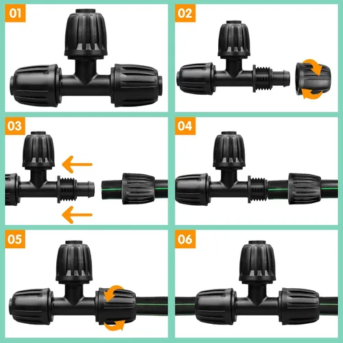 Miniatura 7 de Accesorios de riego por goteo para tubos de goteo de 1/2 pulgada (1/2 pulgada de diámetro interior x 0.65 pulgadas de diámetro), 10 piezas de 1/2