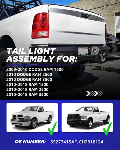 Miniatura 2 de AUTOONE Actualizado para Dodge RAM Ensamble de Luces Traseras, Ensamble de Faro Trasero Compatible con 2009-2018 Dodge RAM Pickup Trasero Original