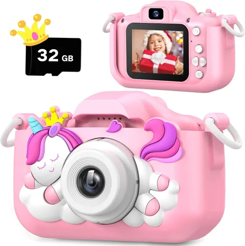 Miniatura 12 de Cámara para niños mejorada, regalos de Navidad y cumpleaños para niñas y niños, cámara de video digital selfie de 1080P HD para niños pequeños