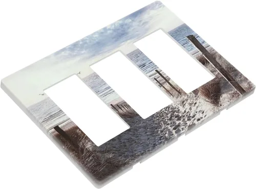 Miniatura 100 de Cubiertas de placa de pared de 3 gang con interruptor de luz de triple palanca, en negro y dorado con esplendor de oro rosa, estampado floral