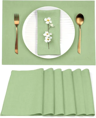 Miniatura 22 de Classic Linen™ by D'Moksha - Juego de 4 manteles individuales naturales, 14 x 19 pulgadas, lino 100% puro, lavables a máquina, verano