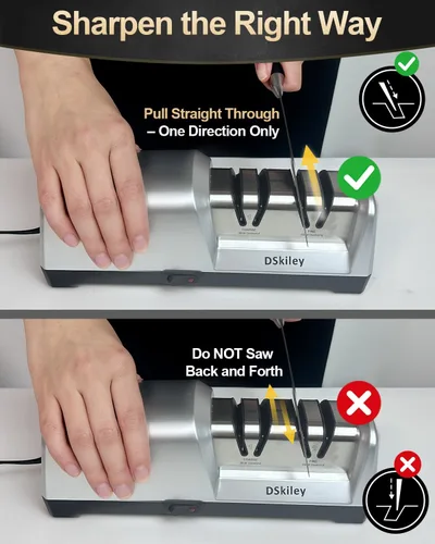 Miniatura 6 de Afilador de cuchillos eléctrico para cocina – Sistema profesional de 2 etapas 100% diamante con ángulo de precisión de 20°, afilado rápido