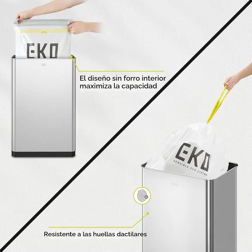 Miniatura 9 de EKO Mirage X - Bote de basura con sensor de movimiento de 21.1 galones, automático, grande, para cocina, sin contacto, de acero inoxidable