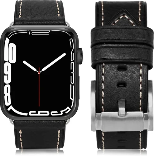 Miniatura 20 de HUAFIY Compatible para Correas de Apple Watch 42mm 44mm 45mm 46mm 49mm 38mm 40mm 41mm, Correa de Cuero Genuino para iWatch Serie 11/10/9/8, 7, 6, 5