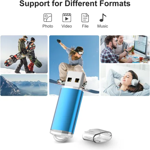Miniatura 4 de RAOYI Paquete de 10 unidades 2G 2GB USB Flash Drive USB 2.0 Memory Stick Pulgar Drive Pen Drive Azul Azul 10 piezas