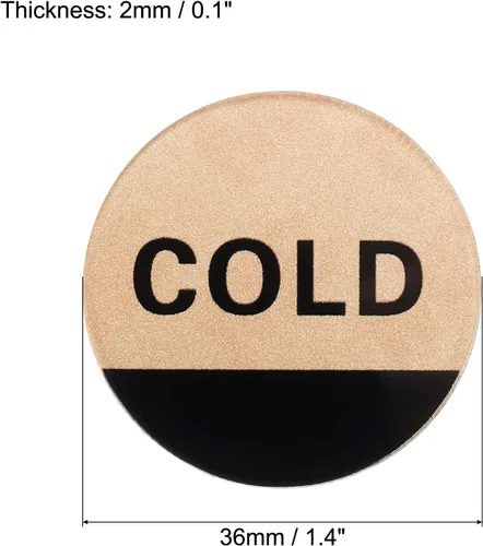 Miniatura 2 de PATIKIL Etiqueta autoadhesiva para agua caliente/fría, paquete de 5 pares/10 calcomanías redondas acrílicas para fregaderos de grifos, dorado/negro