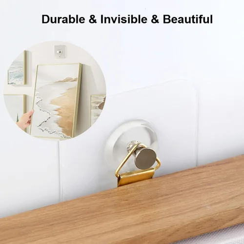 Miniatura 3 de Paquete de 14 ganchos adhesivos de pared, ganchos de fotos sin clavos, gancho de pared sin daños para cocina, baño, dormitorio, oficina, impermeable