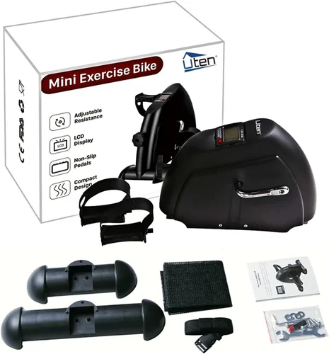Miniatura 2 de Mini bicicleta de ejercicio, ejercitador de pedal de bicicleta Uten para debajo del escritorio, ejercitador de peddler Negro