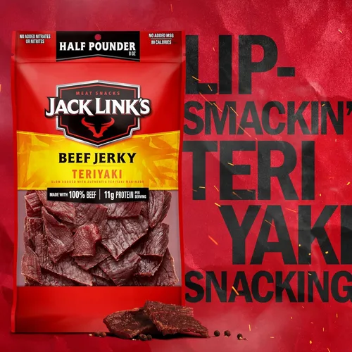Miniatura 5 de Jack Link's Carne Seca de Res, Teriyaki, Bolsa Grande de Cecina de Media Libra - Aperitivo de Carne Sabroso, Aperitivos de Proteína Listos