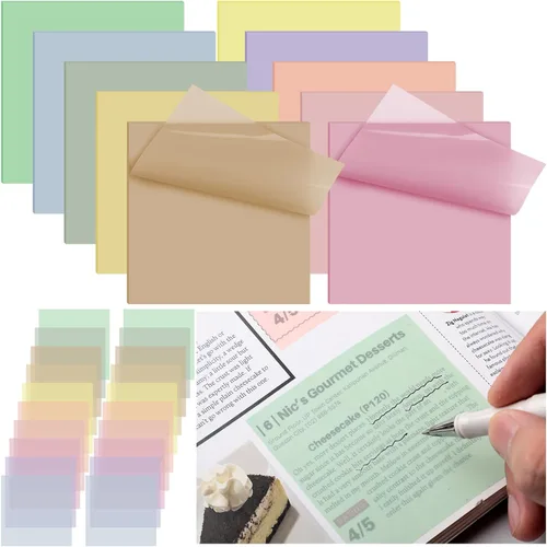 Jetec 500 hojas de notas adhesivas transparentes a granel de 3 x 3 pulgadas, notas adhesivas transparentes para libros transparentes, pestañas de