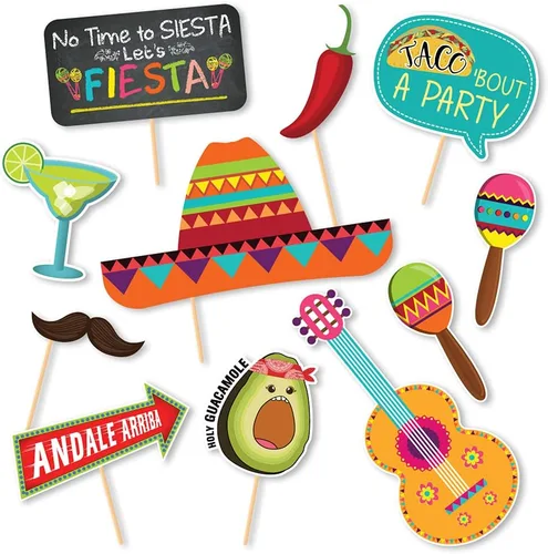 Miniatura 2 de Kit de telón de fondo de fotografía con temática de fiesta y accesorios de estudio, decoraciones para fiestas del Cinco de Mayo, fondo de cabina