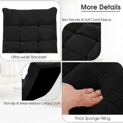 Miniatura 4 de Silla de suelo con soporte para el respaldo, silla reclinable plegable ajustable de 14 posiciones, silla de meditación con marco de acero, silla