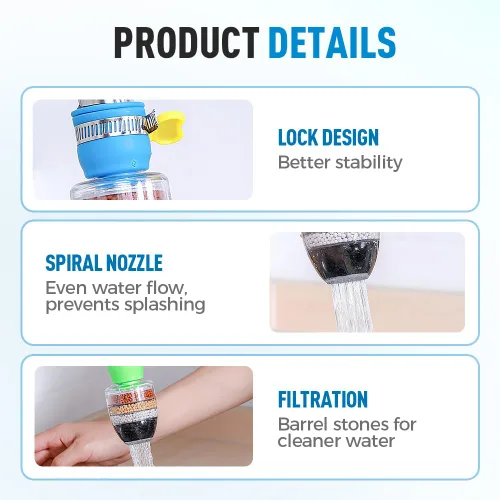 Miniatura 3 de Filtro de agua de carbón mágico, filtro de agua activado con cartucho de 6 capas, proporciona una fuerte presión de agua, adecuado para grifo de 1/2