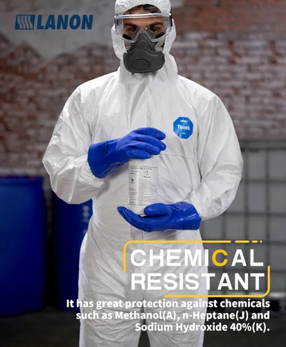 Miniatura 2 de LANON Guantes de PVC resistentes a productos químicos, guantes de goma de alta resistencia, protección de ácidos, álcali y aceite, antideslizantes