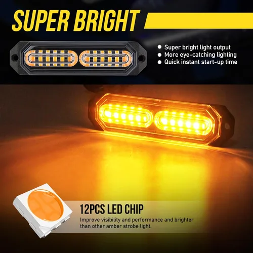 Miniatura 5 de Panel de control de luces estroboscópicas LED para rejilla, 20 modos intermitentes, montaje en superficie, 12 LED, impermeable, mini barra de luz