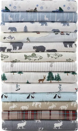 Miniatura 12 de Eddie Bauer Flannel Collection - Juego de sábanas de algodón, preencogido y cepillado para mayor suavidad, comodidad y sensación de calidez