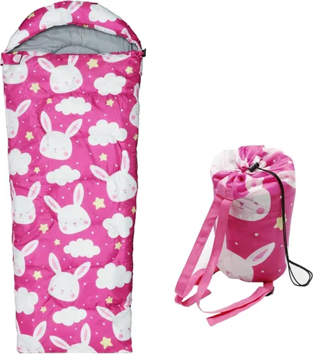 Sacos de dormir para niños - Sacos de dormir para acampar con bolsa de transporte - Saco de dormir compacto para senderismo, mochilero para 3 Rosa