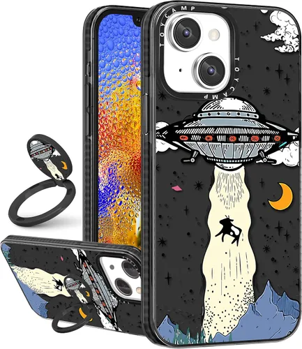 Miniatura 25 de Toycamp Funda para iPhone 13 Pro Max Blanca Con soporte de anillo, lindo astronauta, divertido diseño de dibujos animados, para niñas