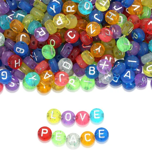 Miniatura 16 de ZHIYUXI - 1500 piezas de cuentas de letras de acrílico para pulseras de la amistad, cuentas de alfabeto para pulseras, collares, fabricación
