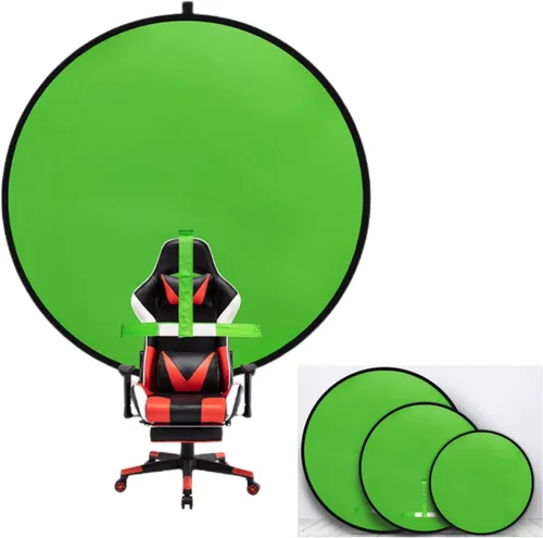 Miniatura 5 de Silla portátil de pantalla verde de 29.5 pulgadas, telón de fondo plegable de doble cara, llave de croma para juegos de transmisión, llamadas