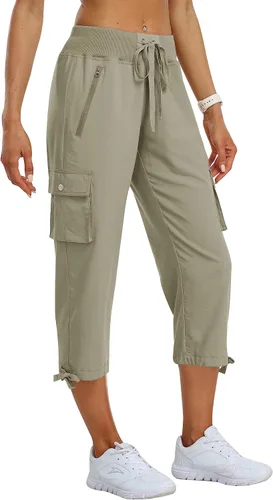 Miniatura 2 de MoFiz Pantalones cargo capri de senderismo para mujer, ligeros, de secado rápido, atléticos, viajes, casuales, holgados, cómodos, bonitos bolsillos