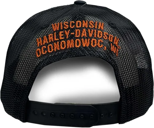Miniatura 2 de Harley-Davidson Hombres Embers Skull ajustable Snapback Mesh Trucker Hat - Negro