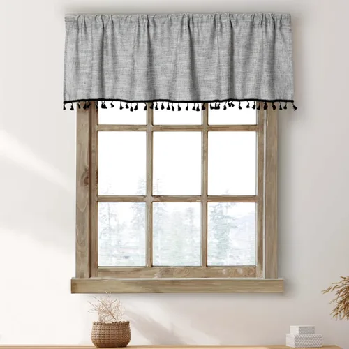 Miniatura 9 de Cortinas de cocina con borlas boho de 36 pulgadas de largo, modernas, de granja, de algodón y lino, cortinas cortas de cafetería para baño, ventana