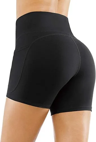 Miniatura 3 de THE GYM PEOPLE - Pantalones cortos de yoga para mujer, con cintura alta, control de abdomen y bolsillos profundos, para gimnasia, entrenamiento