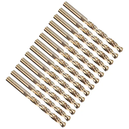 Miniatura 159 de PATIKIL Broca Jobber de 0.039 in, vástago recto M35 cobalto 5% acero de alta velocidad 135° acabado dorado para metal duro de acero inoxidable - 2