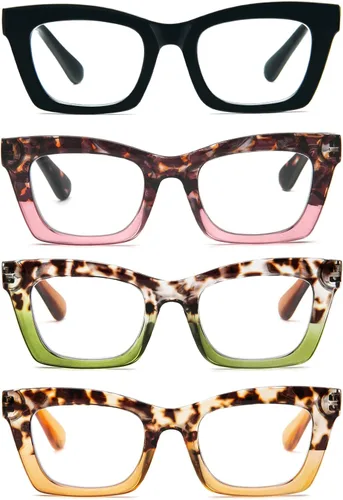 Miniatura 13 de Gafas de lectura para mujer, estilo Oprah, de gran tamaño, con bisagra de resorte cuadrada, lentes de bloqueo de luz azul