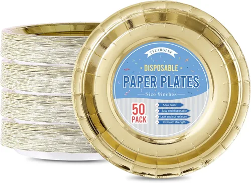 Miniatura 16 de Platos de Papel Desechables Negros, 50 Unidades Platos de Postre para Pastel de 7 Pulgadas a Granel para Suministros de Fiesta, Platos de Fiesta