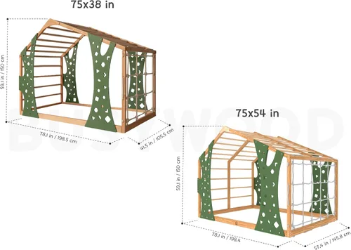 Miniatura 4 de Cama Montessori 2 en 1 tamaño individual con gimnasio interior para niños para actividades en el hogar, cama de piso fabricada en Europa