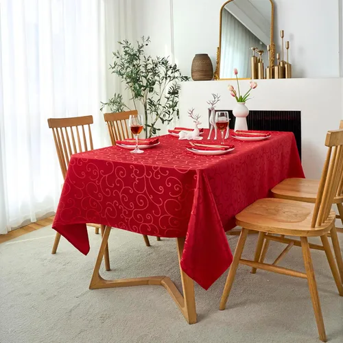 Miniatura 25 de Marina Decoration Mantel jacquard impermeable grueso elegante con ramas de damasco sólido de alta calidad, decorativo para el hogar, cocina, Crema