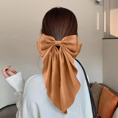 Miniatura 5 de Lazos para el pelo para mujeres y niñas, 10 piezas de lazos grandes, pinzas para el cabello, lazos de satén sedoso, lazo grande en capas, accesorios