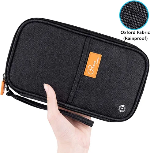Miniatura 42 de VanFn Cartera RFID para pasaporte de viaje, soporte para pasaporte familiar, organizador de documentos de viaje serie P.Travel (nailon, gris)