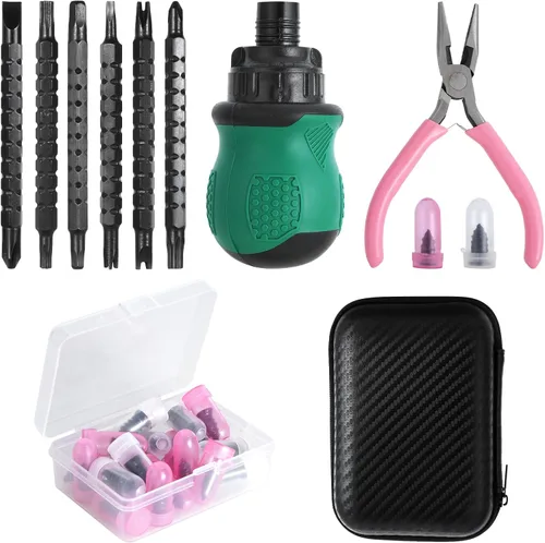 Kit de 29 piezas de reparación de neumáticos de clavos de goma, kit de tapones de neumáticos, kit de parches de neumáticos de emergencia para