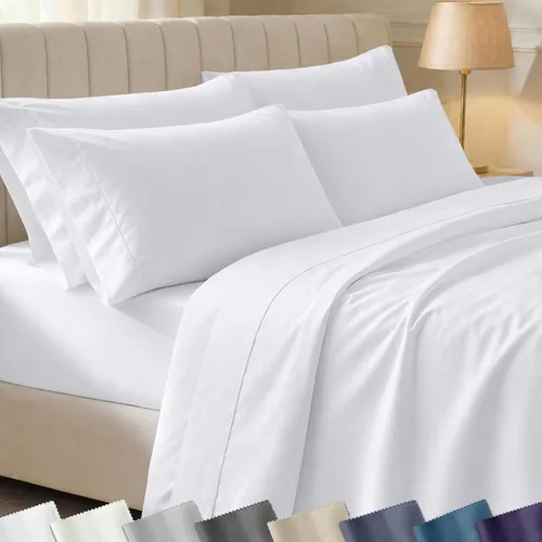 Miniatura 58 de California Design Den - Juego de sábanas de 400 hilos de 100% algodón, sábanas y fundas de almohada, transpirables, para cama King, satén suave