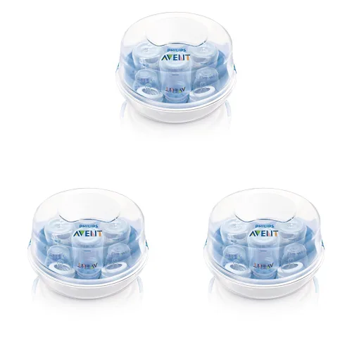 Philips AVENT Esterilizador de vapor para microondas para biberones, chupetes, tazas y más, SCF281/05 (paquete de 3)