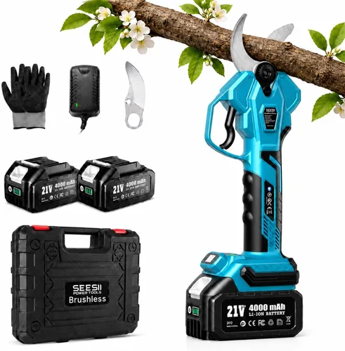 Miniatura 10 de SEESII Tijeras de podar eléctricas de poste: Diámetro de corte de 1.8" Podadora eléctrica inalámbrica 2-en-1 - Motor sin escobillas, baterías dobles