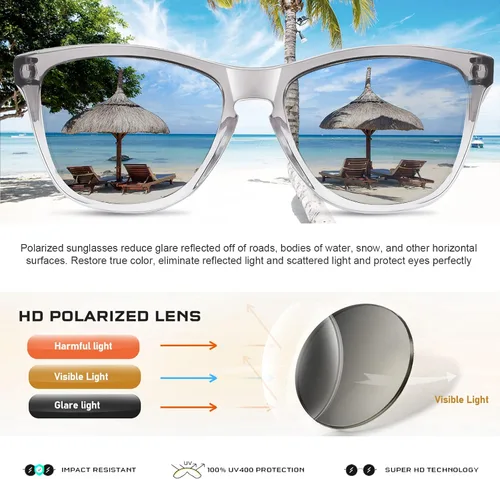 Miniatura 4 de Gafas de sol polarizadas para mujer, lentes de sol de diseño moderno con espejo, protección UV400, gafas de sol