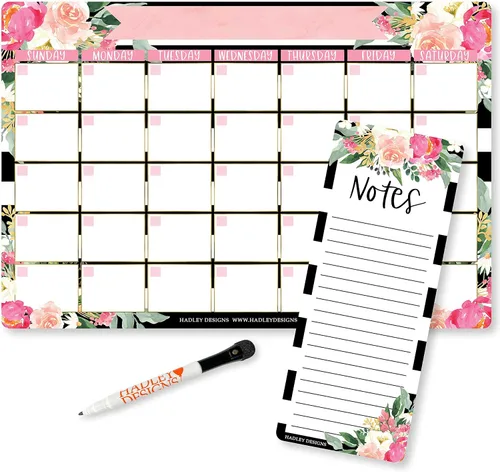 Miniatura 14 de Hadley Designs Calendario magnético grande vintage y pizarra de borrado en seco para refrigerador, calendario magnético de pizarra blanca, imán