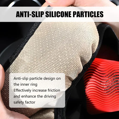 Miniatura 4 de Funda elástica para volante de automóvil, transpirable, sin anillo interior, protector de volante de vehículo, 15 pulgadas, seda de hielo