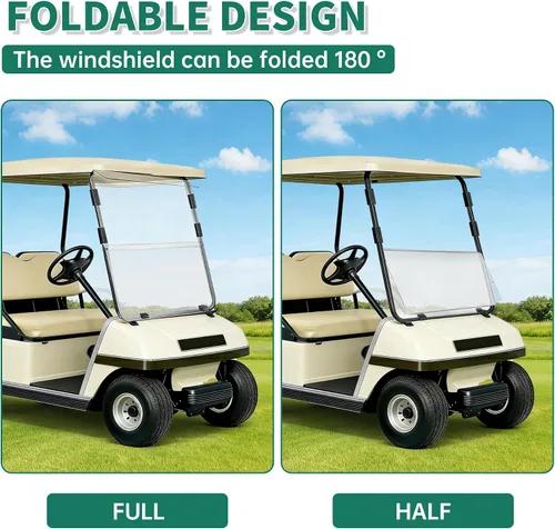 Miniatura 4 de ECOTRIC Parabrisas compatible con Club Car DS de 1982-2000.5 Clear Fold Down resistente al impacto para carrito de golf Modelo DS