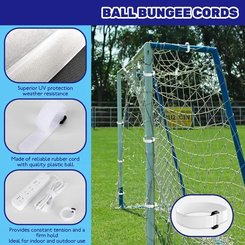 Miniatura 3 de 60 correas de fijación de red para porteros y pelotas elásticas de fútbol de 5.9 pulgadas, sujetadores de trampa de rebote de fútbol resistentes