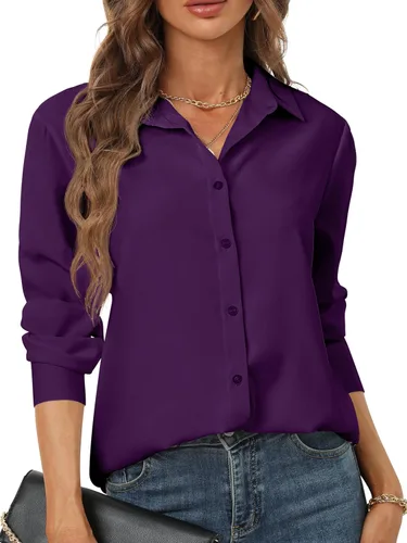Miniatura 6 de Camisas de manga larga con botones para mujer, básicas, clásicas, suaves, con cuello a la moda, elegantes y casuales