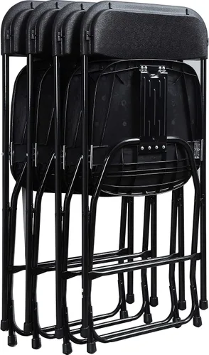 Miniatura 4 de Lorell Silla plegable de plástico negro (paquete de 4)