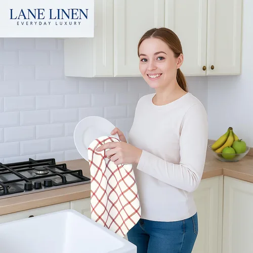 Miniatura 4 de LANE LINEN Juego de Toallas de Cocina de Algodón 100%, Paquete de 6 – Premium, Absorbentes, de Secado Rápido, Toallas de Platos, Toallas de Té, 18