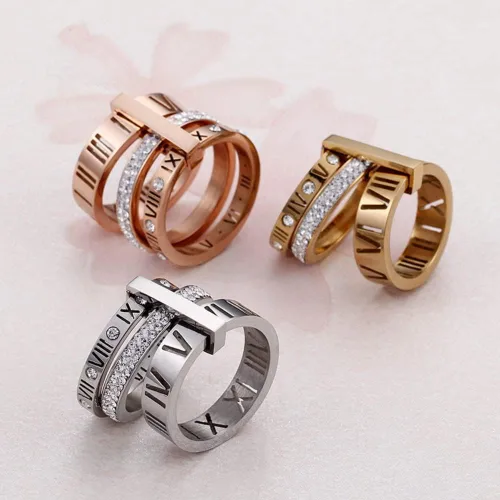 Miniatura 6 de Trendy Stainless Steel Rings For Women Girls Three Layers Roman Numerals Bridal Wedding Women Rings Fashion Jewelry Gift